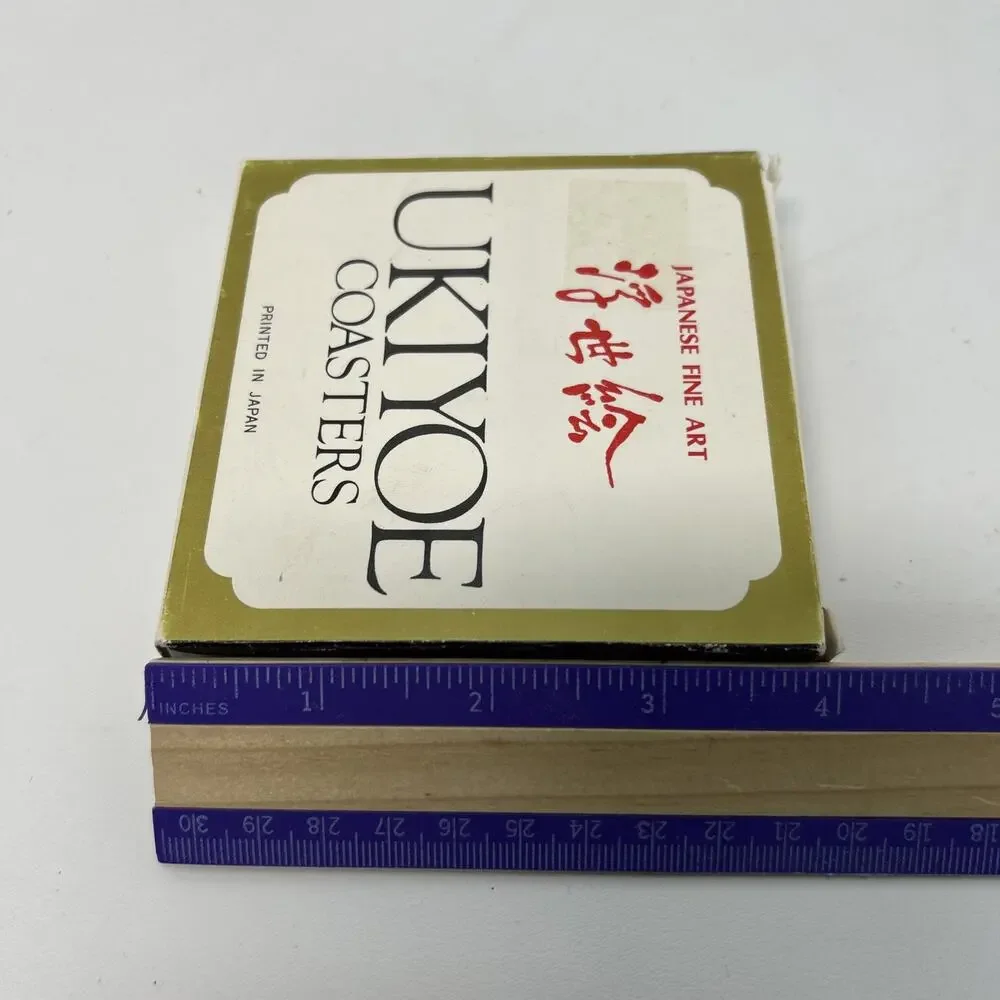 Vtg Ukiyoe Japanese Fine Art Paper Coasters Box Set of 12 Unused Complete